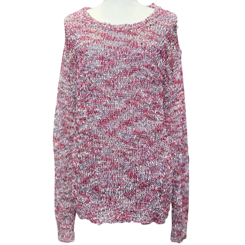 I Jeans By Buffalo‎ Sequin Open Knit Sweater Womens Large Pink Marled